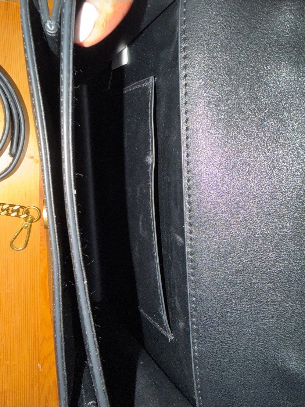 Fashion Inspired Black Leather Top-Handle Crossbody Bag - Picture 3 of 9